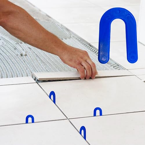50PCS Horseshoe Tile Spacers, 1/16 Inch U-Shape Plastic Structural Shims for Tile Leveling System, Blue Tile Leveling Clips for Ceramic Floor and Wall Installation - size: 1/16 Inch
