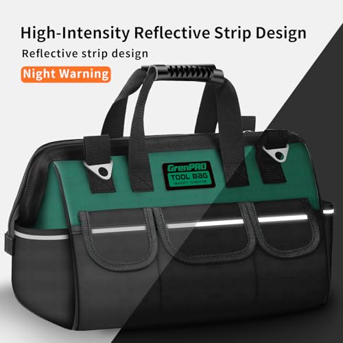 GRENPRO 16" Heavy Duty Tool Bag Organizer, Wide Mouth Portable Toolbox - size: 16 Inch Soft Bottom