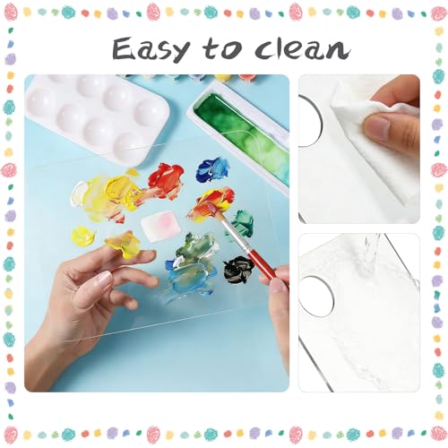Hulameda 2Pcs Acrylic Clear Paint Palette with Thumb Hole,11.8 x 7.9In - color: Clear-2pcs-11.8*7.9inch