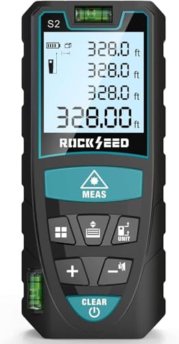 Laser Measure,RockSeed Digital Laser Distance Meter with 2 Bubble Levels,Portable M/in/Ft Unit Switching Backlit LCD and Measuring Distance/Area/Volume/Pythagorean - color: Deep Blue