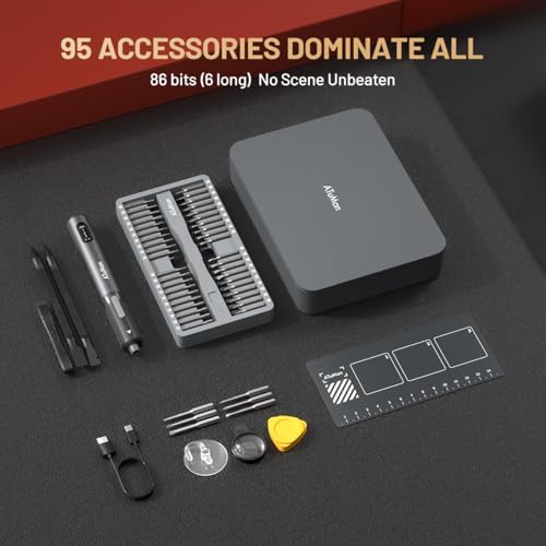 ATuMan 95 in 1 Precision Electric Screwdriver Set with 86 Magnetic Bits, 0.4N.m Torque, Visual Screen, 3-Gear Control & Magnetic Mat, Repair Tool Kit for iPhone, Laptop, Watch, Glasses - style: Electric-3- 95 in 1