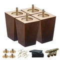 SHANJUE 4 Inch Wood Couch Legs Square Furniture Feet for Sofa Chair, 4 Pack - size: 4 inches