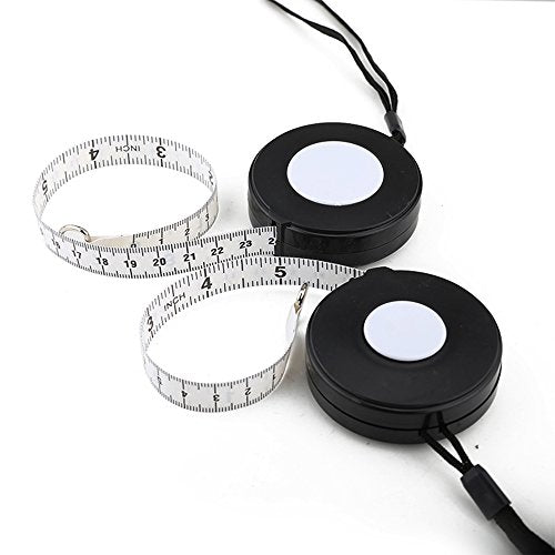 WIN TAPE 80'' / 205 CM Black Retractable Tape Measure with Black Rope (Pack of 2) - color: Black, size: 2.1 m (Pack of 2)