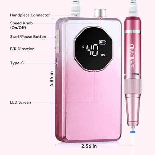 SAVILAND Fast Removal Nail Drill 40000RPM Electric Nail Machine for Acylic - color: Pink