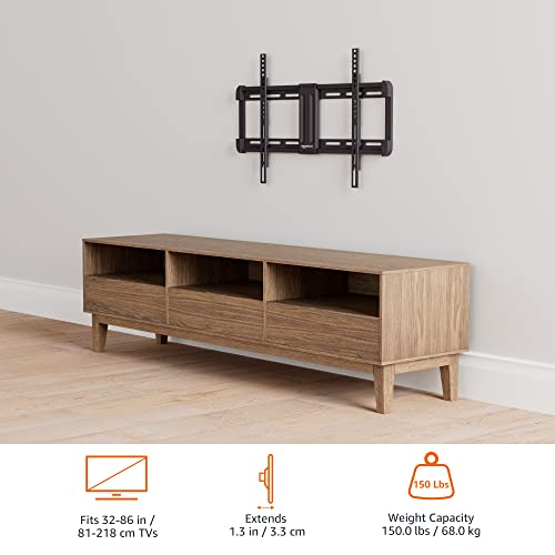 Amazon Basics Low Profile TV Wall Mount with Horizontal Post Installation Leveling for 37 to 86 inch TVs, Wood Studs Compatible, Black - style: Fixed