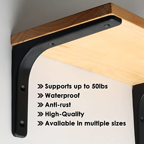 SAYAYO Wall Shelf Bracket Black, 8 X 6 Inch Heavy Duty L Bracket for Wood - color: Black, size: 8 x 6 Inch (4 PCS)