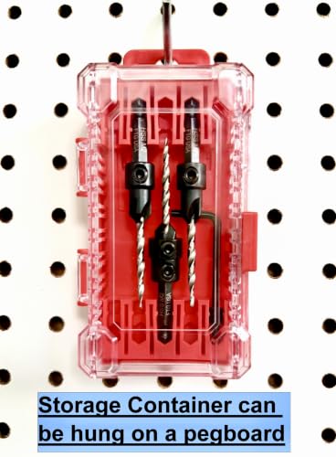 FTG USA 3-Pk #6 (9/64") Countersink Drill Bit Set, 1 Stop, 1 Wrench & Case - size: #6, style: 3 Pc with Depth Stop and Case