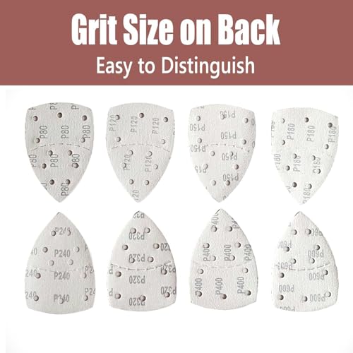 100 PCS Mouse Detail Sander Sandpaper 11 Holes, 60 Grit Hook and Loop Mouse Sanding Sheets Aluminum 0xide Mouse Sanding Pads 11 Holes Triangular Sanding Paper for Detail Mouse Sander - size: 11 Holes-60 Grit