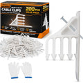 Multi-Cable Staples 200 Pack, White Electrical Wire Stackers, Steel Nails - color: White