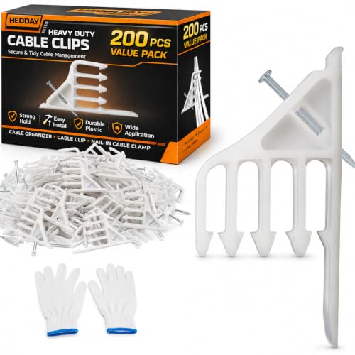 Multi-Cable Staples 200 Pack, White Electrical Wire Stackers, Steel Nails - color: White
