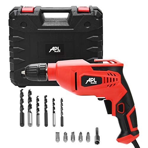 APLMAN 21V MAX Power Cordless Drill Electric Impact Driver/Drill Kit,26pcs Accessories 3/8" All-Metal Chuck 25+1 Torque Setting,2 Variable Speed and LED (Red3)
