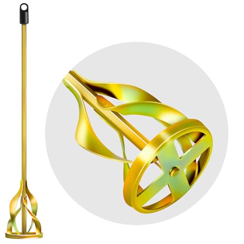 Paint Mixer for Drill, Upgraded 4-Blade 2.76" Helix Mixing Paddle Rust-Proof Paint Stirrer, Fits All Standard Drills for 1-5 Gallon Bucket, Paints, Resin, Epoxy, Mud, and Slurry - color: 1-pack/Rainbow Gold