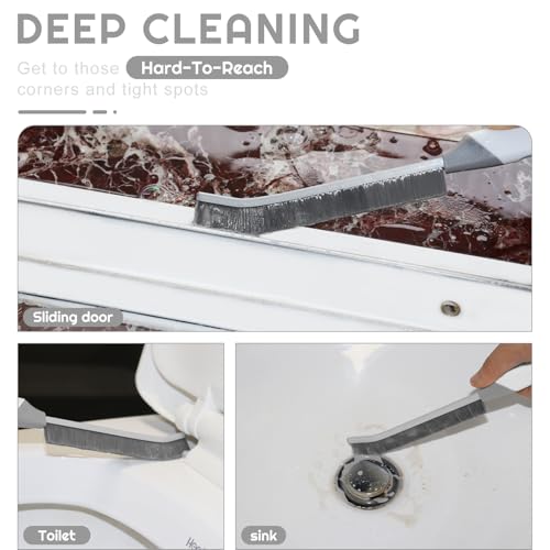 Crevice Cleaning Brush Bathroom Tile Groove Gap Cleaning Brush Premium Crevice Cleaning Tool Aluminum Support with 15° Angled Head-Grout Thin Brush,Kitchen & Bathroom Tool (3PCS) - color: 5pcs