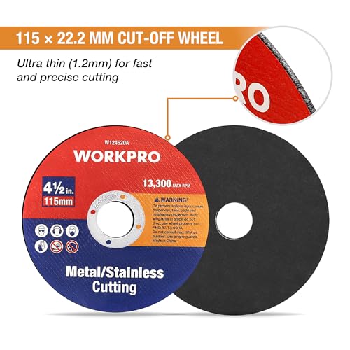 WORKPRO 4-1/2 x 7/8 Inch Cut-Off Wheels, 20 Pack Thin Metal Cutting Discs