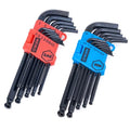 NEIKO 01103A Metric and Standard Allen Wrench Set, 26 Piece Ball End Hex Key Set, SAE & MM Long Allen Keys 1.27mm to 10mm & 0.05” to 3/8 Inch, Hex Wrench, Black Oxide Chrome Vanadium, Storage Case - size: Metric+SAE - 26pc
