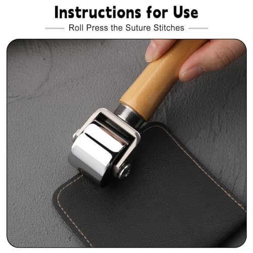 Mnuizu 26mm+60mm+100mm Leather Press Edge Roller, Brayer Rollers - color: Wood Color, size: 26mm+60mm+100mm