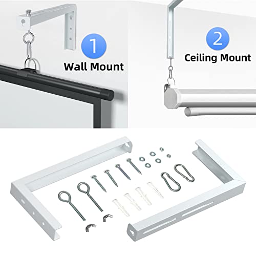 suptek Universal Projector Screen Wall Mount L-Brackets Wall Hanging Mount 12 inch Adjustable Extension Mounting Hooks for Projection Screen up to 80 lbs, PRL002W, White (1 Pair) - size: 12 inch-white