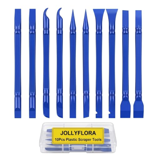 10Pcs Plastic Scraper Tools with Storage Case, Car Detailing Tools Kit, Multi-Purpose Cleaning Sticks for Tight Gaps, Removing Stickers, Labels, Grease & Dirt, Blue - color: Blue