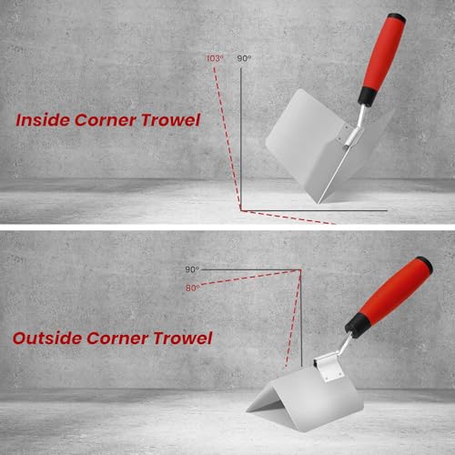 Fishark 2-Piece Drywall Corner Trowel Set, Stainless Steel