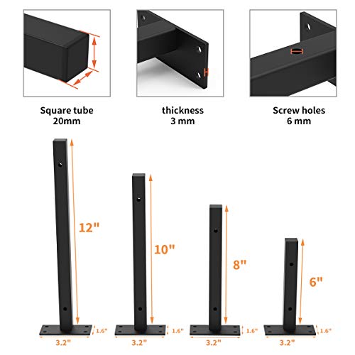 Jorohiker Heavy Duty Floating Shelf Brackets 8 Inch,6 Pack (Black) - size: 8 Inch