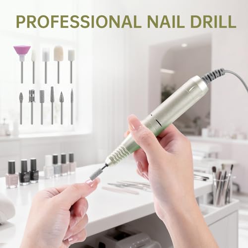 Professional Nail Drill, 45000RPM Rechargeable Electric Nail File - color: Elegant White