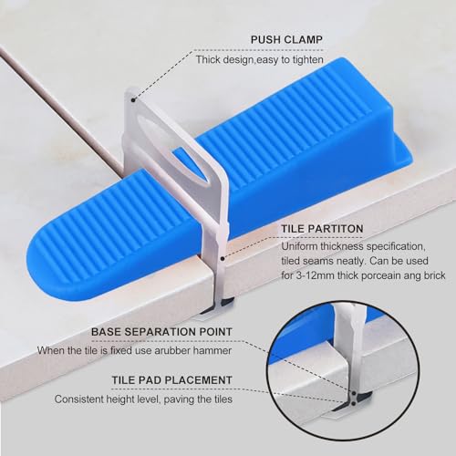 Tile Leveling System 1/16" Spacers Tile Leveler clips 2000pcs DIY Tile Leveling Spacers Tile Leveling System for Professional Ceramic and Stone Installation - size: 1/16" 2000pcs tile leveling system