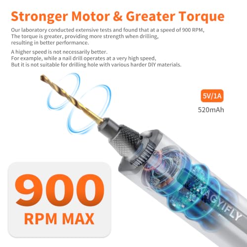 Cordless Mini Drill Pen with 10 Bits, Brushless Motor, 0.2 N·m High Torque, LED Lights, Rechargeable Small Electric Hand Drill Set for Jewelry Making,Keychain,Resin,Plastic,Seashells,Wood DIY