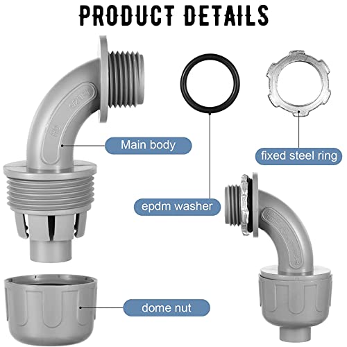 Yaomiao 50 Pcs 1/2 in Liquid Tight Connectors, 90 Degree PVC, 50 Pcs