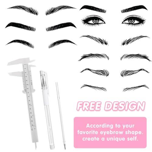 cobee 7 Pcs Brow Mapping Pen Set, Eyebrow Pen with 4 Replacement Refills And 1 Ruler, Eyebrow Mapping Pencil Permanent Makeup Measuring Tool for Artists Eyebrow Skin