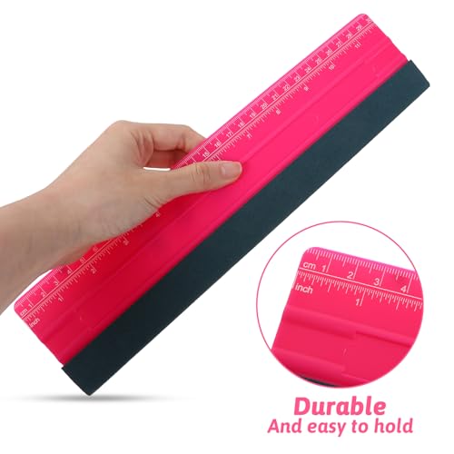 Wallpaper Smoothing Tool, Professional Vinyl Squeegee with Ruler Felt Squeegee for Vinyl Decals Sticker Paper Wallpaper Window Film Tools (12inch) - size: 12inch