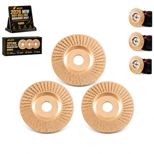 Tungsten Carbide Wood Cutting Wheel Carving Disc Shaping Attachments Set for Shaping Sanding Grinding Blades Heavy Duty Angle Grinder Polishing Pad for 4" & 4-1/2" Woodworking (Flat Type*3) - color: Flat Type*3