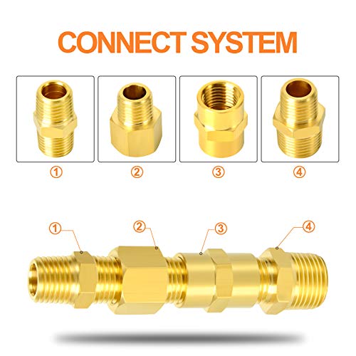 GASHER 26PCS Brass Pipe Fitting Kit, Hex Bushing, Reducer Adapter, Hex Nipple, 90 Degree Barstock Street Elbow - style: Brass Pipe Kit（26Pcs）