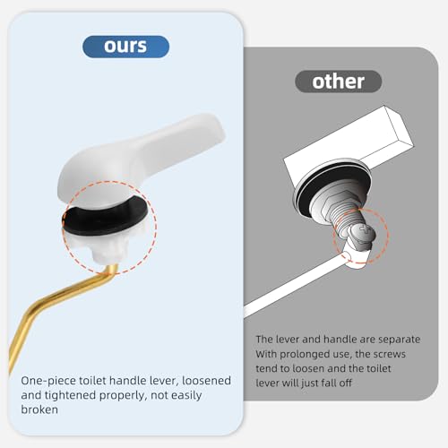 iFealClear Universal Metal Toilet Tank Flush Lever Replacement, Side/Angle Mount Toilet Handle Replacement Kit, Solid Brass Toilet Trip Lever Fits Most Toilets, Stainless Steel Chain, White - color: White, style: Side Mount Design