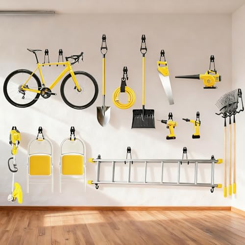 6 Pack Garage Hooks Heavy Duty with Anti-Slip Coating, Steel Utility Wave Hooks for Hanging Ropes, Bikes, Garden Tools, Hoses and More (Black) - color: Black