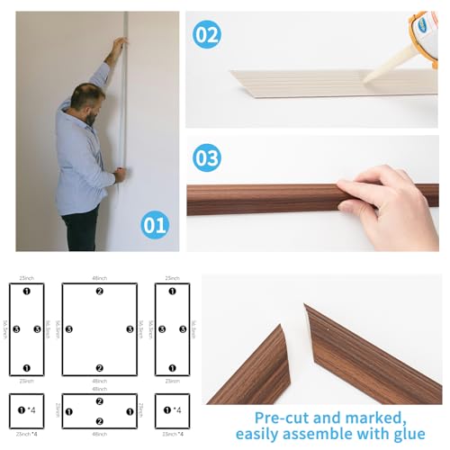 Art3d Pre-Cut Wall Molding Set of 6 pcs, 3 Top 3 Bottom, Walnut - color: Walnut: Style 1