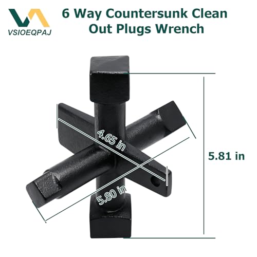 6 Way Countersunk Clean Out Plugs Wrench Compatible with Pasco J40042 Plumbing Wrench