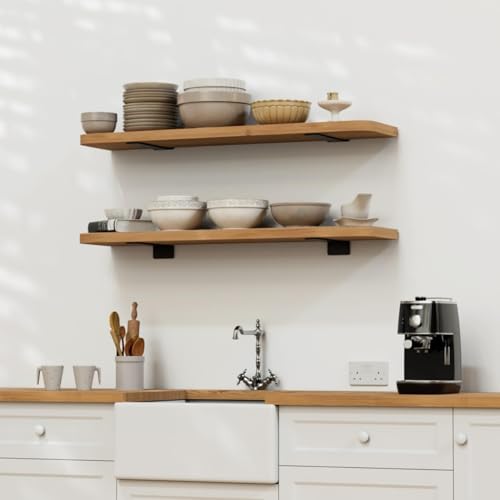 LEOPO 12 inch 8 Pack Floating Shelf Brackets, 1/5" Thick Hidden L Bracket - color: black-8 pack, size: 12 Inch