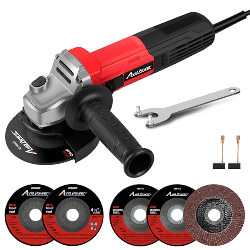 AVID POWER Angle Grinder, 7.5-Amp 4-1/2 inch Electric Grinder Power Tools with Grinding and Cutting Wheels, Flap Disc and Auxiliary Handle for Cutting, Grinding, Polishing and Rust Removal - Red - color: Red