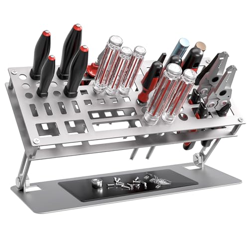 Screwdriver Organizer Holder Rack: Height Adjustable (Silver) - color: Silver
