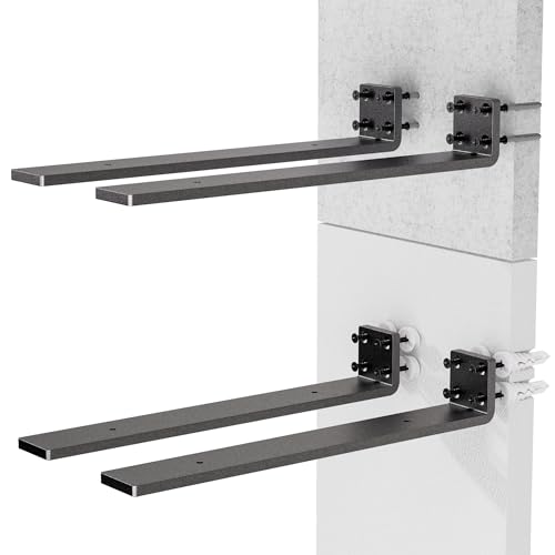 Ultra-Strong 12-Inch Steel Shelf Brackets (Pack of 4) - Easy Mount, Heavy Duty, Black Matte Finish,Shelf Bracket Multi-Size Available, Ideal for Home & Office Shelving - size: 12 Inch, style: 4 Pack