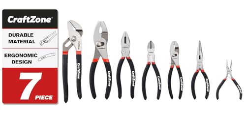 7 Piece Professional Pliers Set With Long Nose, Linesman, Water Pump, Slip Joint And Diagonal Cutting Pliers, Heavy Duty Hand Tool Set For Electrical Work, Home DIY And Automotive Repair - size: 7pc