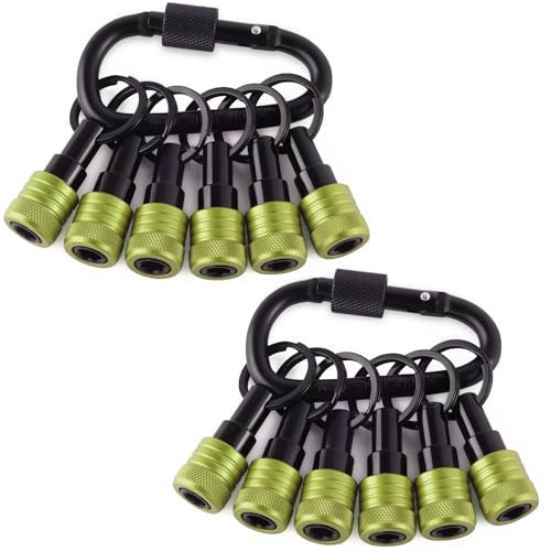 Katerk Bit Holder Keychain 12 Pcs, 1/4-Inch Hex Shank, Quick Release, Green - color: Green