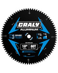 CRALY 10 Inch 80 Teeth Aluminum and Non-Ferrous Metal Cutting Circular Saw Blade, 5/8 Inch Arbor, Carbide Tipped, Thin Kerf, Black Ice™, for Medium Aluminum, Plastic, Composite(C1080AL) - size: 10", 5/8" arbor, 80T