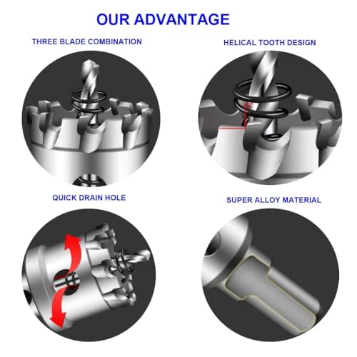 1-3/4'' TCT Hole Saw Kit Tungsten Carbide Tipped Hole Saw Drill Bit with Titanium-Plated Pilot Drill bit for Metal, Stainless Steel, Iron (45MM) - size: 45MM | 1-3/4''