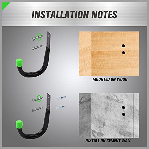 SWANLAKE Heavy Duty Garage Storage Utility Hooks, Utility Hooks for Garage Wall,Color Black (6PCS) - color: Green