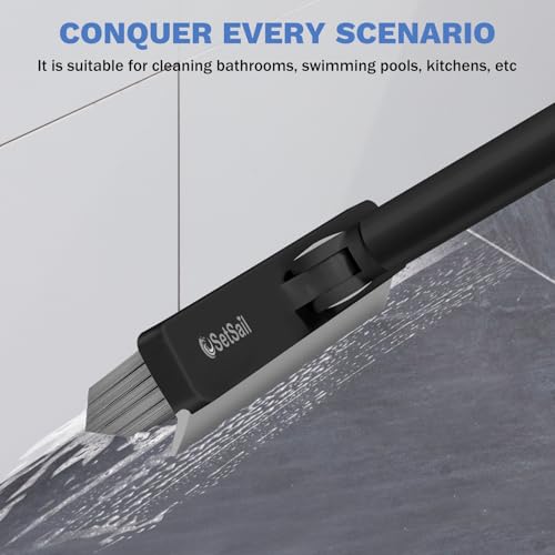 SetSail Grout Cleaner Brush with Long Handle, V-Shaped Floor Brush, Black - color: Black Grey