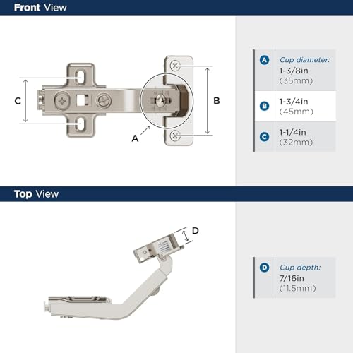 Amerock 1 Pair 135 Degree Lazy Susan Concealed Cabinet Hinge - size: 135 Degree, style: Self-Close