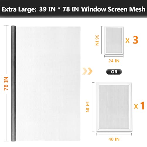 Secopad Window Screen and Screen Door Mesh Repair Kit, Grey, 39in x 78in - color: Gray, size: 39in x 78in