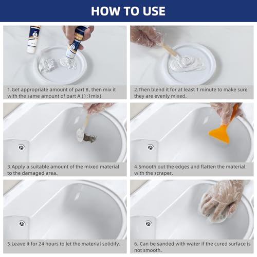 Tub Repair Kit White, Fiberglass Shower tub and Porcelain Sink Repair Kit