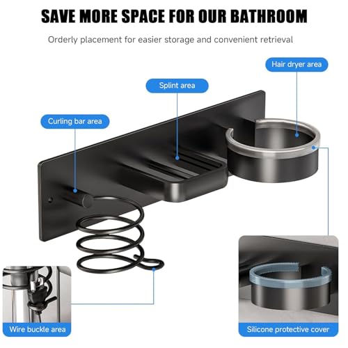 Wall Mount Holder For Dyson Hair Dryer and Straightener,3 IN 1 Universal Blow Dryer Holder Organizer